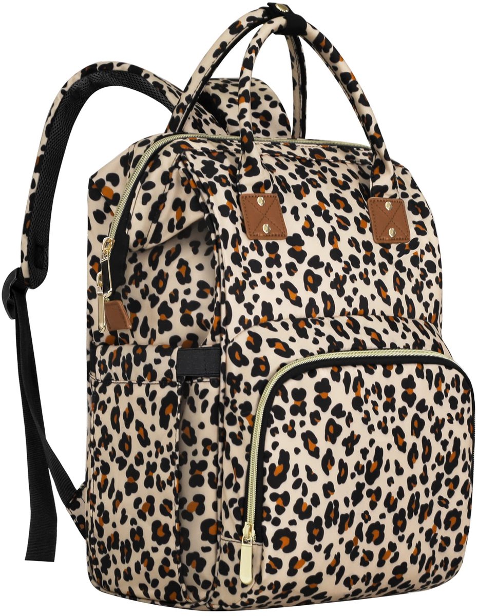 SnelShoppen - Luiertas Rugzak Multifunctionele Moederschap Luiertas Waterdicht Backpack Babytassen voor Jongens en Vrouwen Grote Capaciteit Luipaardpr