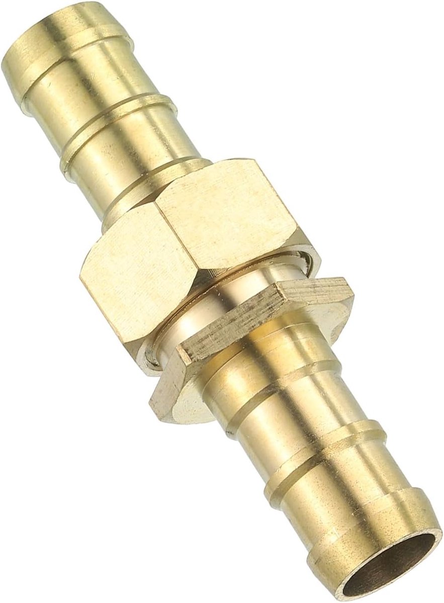Slangverbinder, 15 mm, messing dubbele nippelkoppeling, slangverbinder, benzineslang, slangkoppelingen, tuinslang voor het verbinden van waterslangen