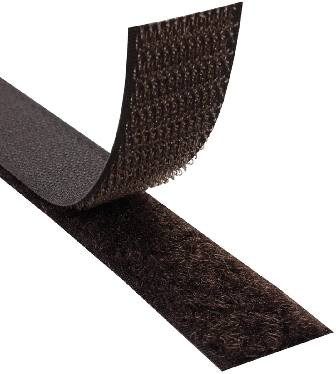 Set haakband en fluwelen lint, met acryllijm, bruin, 20 mm x 3 m, industriële kwaliteit