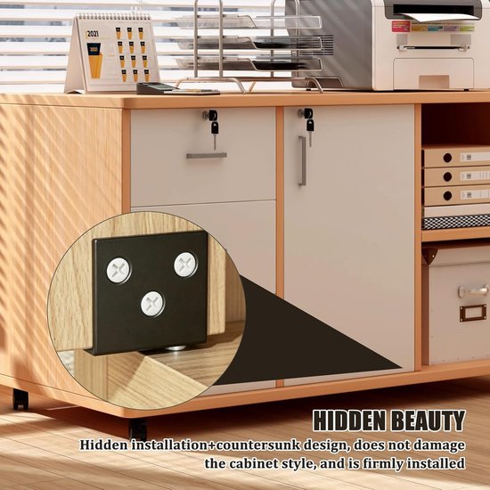 8 stuks metalen hoeken voor hout, geruisloos, L-vormige houders met 16 schroeven voor alle kasten, corrosie- en roestbescherming, 35 x 17 x 32 mm (zwart) — afbeelding 4