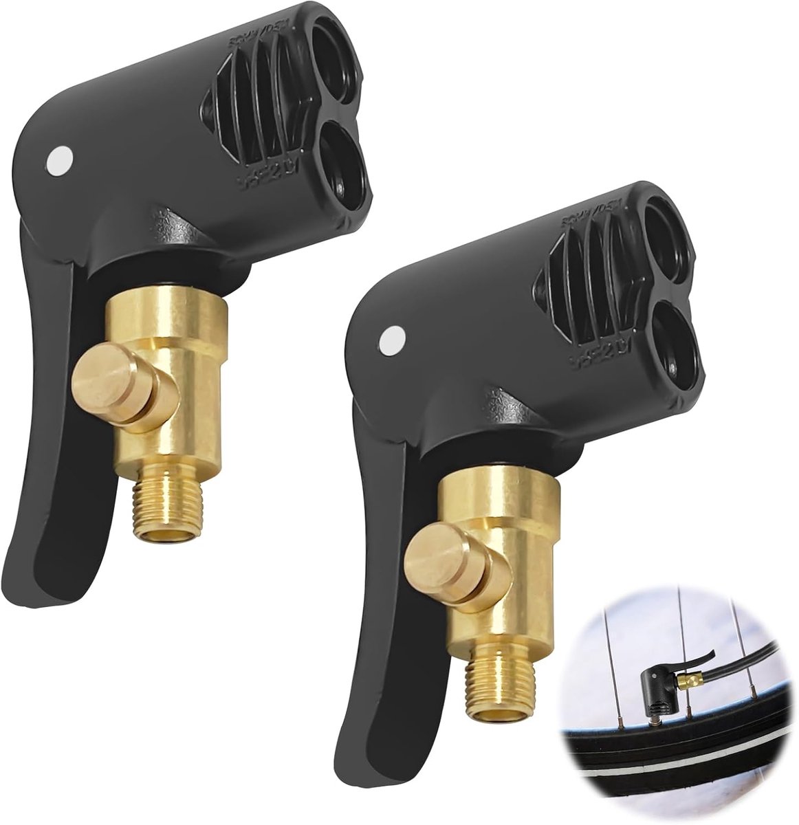2 stuks adapter Frans ventiel, messing Presta naar Schrader autoventiel hevelaansluiting voor compressor, Sclaverandventiel fietsventiel adapter set voor auto bandenpomp