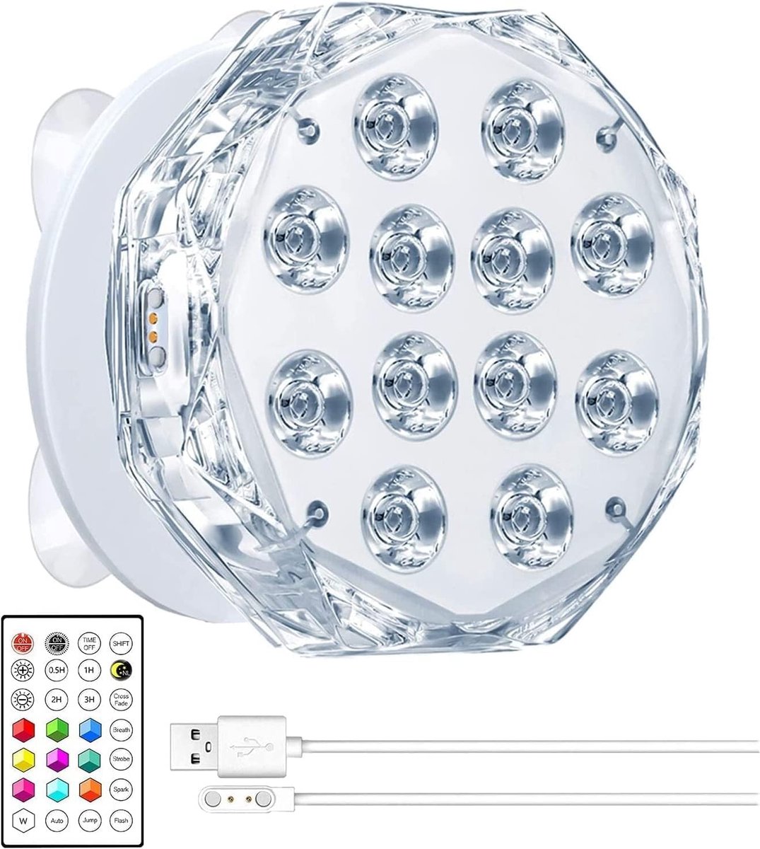 20LED Oplaadbare onderwaterverlichting IP68 waterdichte LED-verlichting RF-afstandsbediening Zwembadverlichting Kleur veranderende lichten voor Whirlpool bad feestvaasbasis Aquarium Vijver