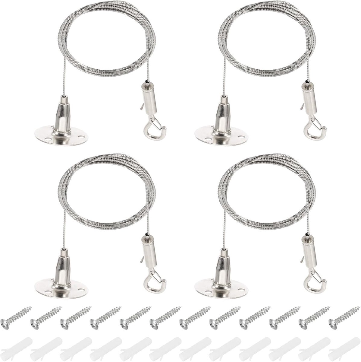 4 stuks verstelbare ophangdradenset, 2 m, geschikt voor 1,5 mm draad, zware roestvrijstalen draadkabel, ophanglus voor het ophangen van spiegels, frames