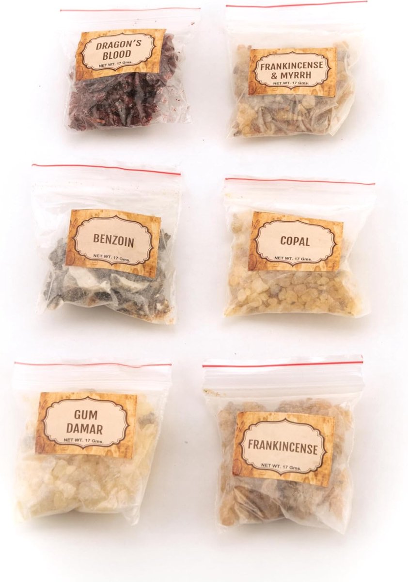 Wierookharsen - wierookkorrels (zuivering) - 100 stuks - Benzoë, oliban en mirre, mirre, copal, damar gom en drakenbloed