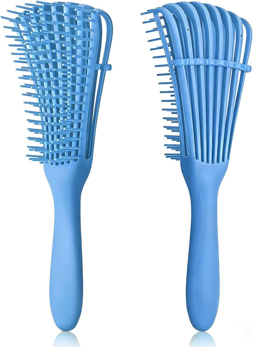 Borstel, Daletu Haarontklitter Geïntegreerde Plastic Octopuskam voor Afro-Amerika Getextureerd 3a tot 4c Kinky Golvend / Nat / Droog / Lang Dik Krullend Haar Exfoliërende Hoofdhuid voor Mooie en Glanzende Krullen (Blauw)