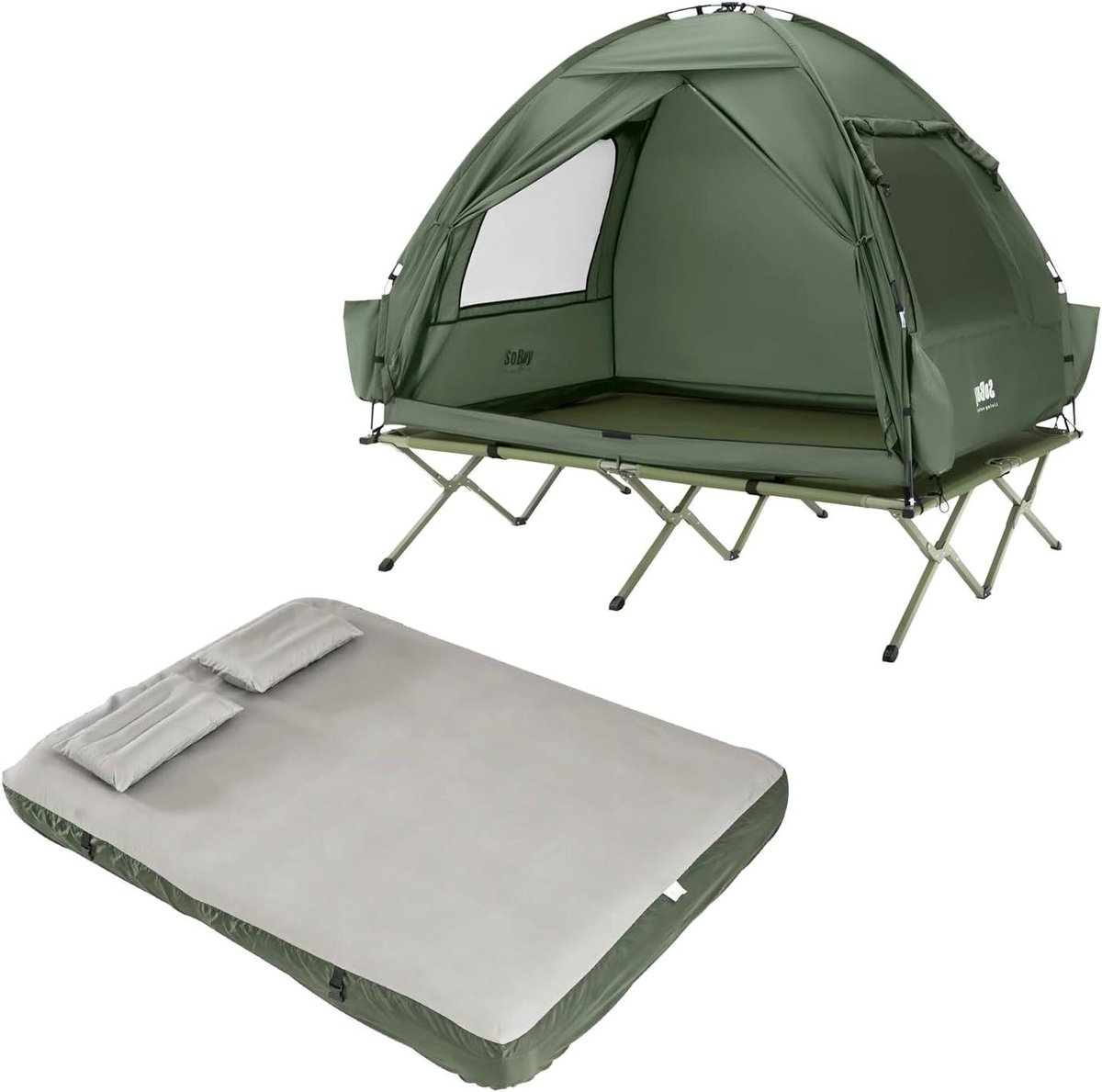 Kampeertent met bed - Trekentent Bivaktent - Kamperen en wandelen - Inclusief matras en bedframe