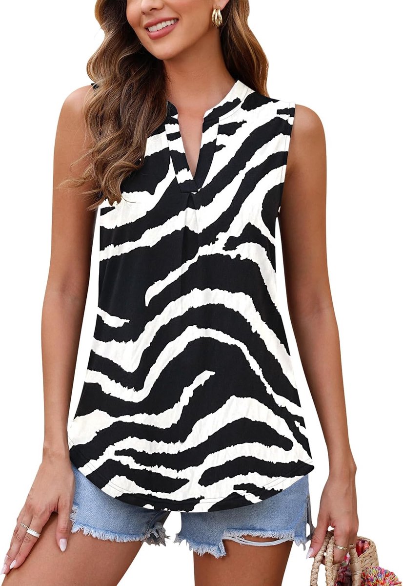 Zomerhemd voor dames, hemdje, V-hals, casual, mouwloos shirt