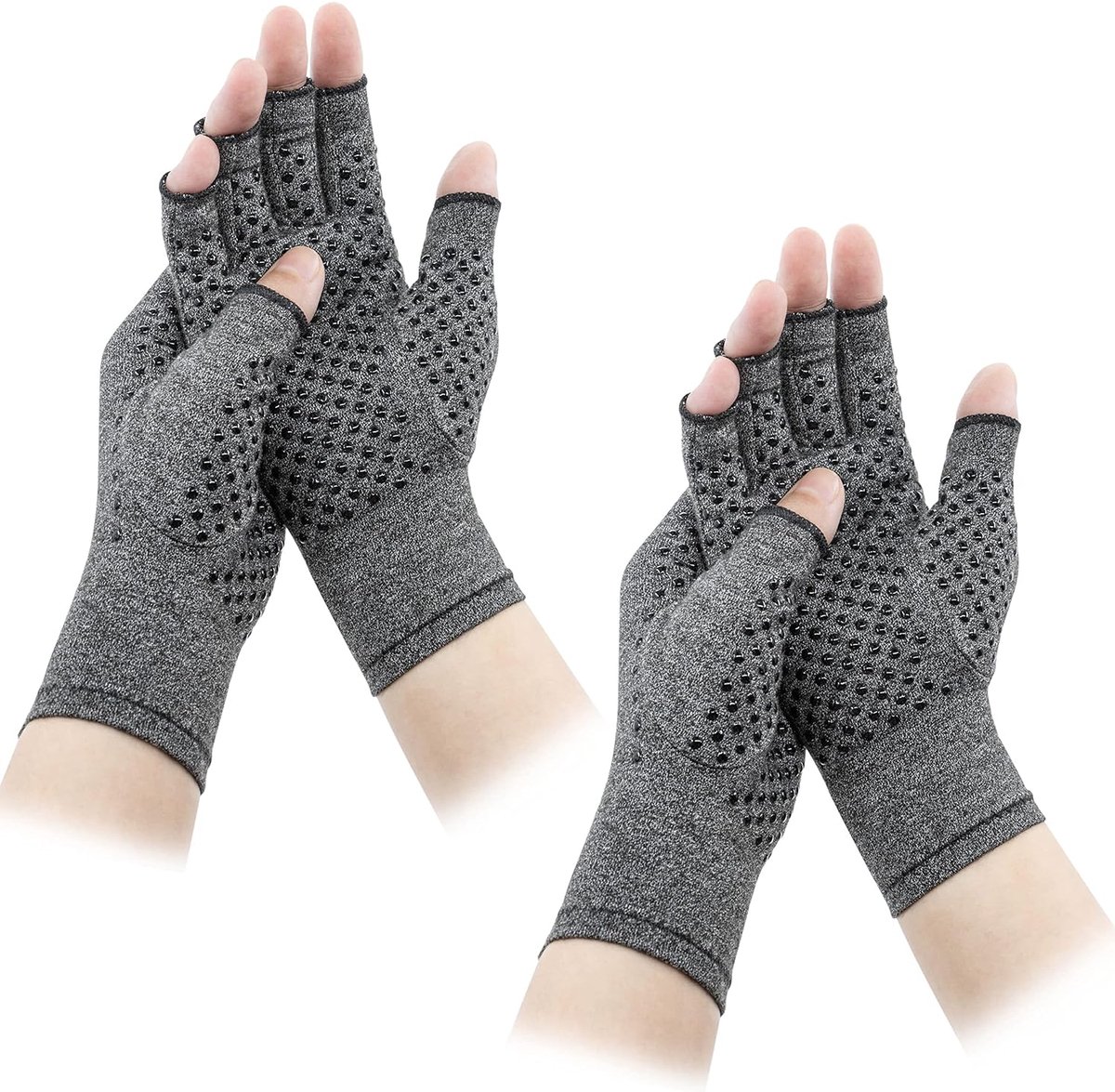 2 paar artritishandschoenen, compressiehandschoenen, bieden warmte en compressie om genezing te bevorderen, vingerloos ontwerp, verlichten pijn van reumatoïde artritis en carpale tunnel (S)