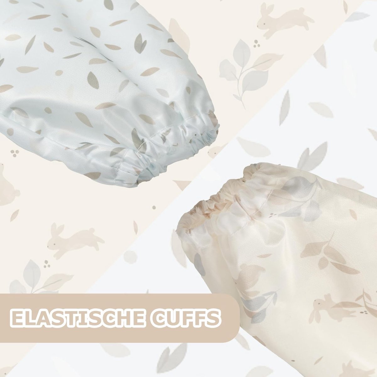 SnelShoppen - Little Dimsum Slabbetje met Lange Mouwen voor Pasgeborenen, Waterdicht, Dierenpatroon Haas/Blad, Geschikt voor 6-36 Maanden, Ideaal voor