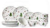 Cookinglife Serviesset - Kerstservies - Porselein - Rood 18-delig / 6 personen
