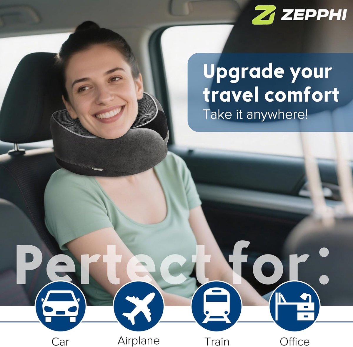 vliegtuig, reiskussen, traagschuim, nekkussen voor volwassenen, ergonomische neksteun met 3D-slaapmasker, oordopjes, tas, ideaal voor vliegtuigstoel, auto, thuis, kantoor, slaapkussen