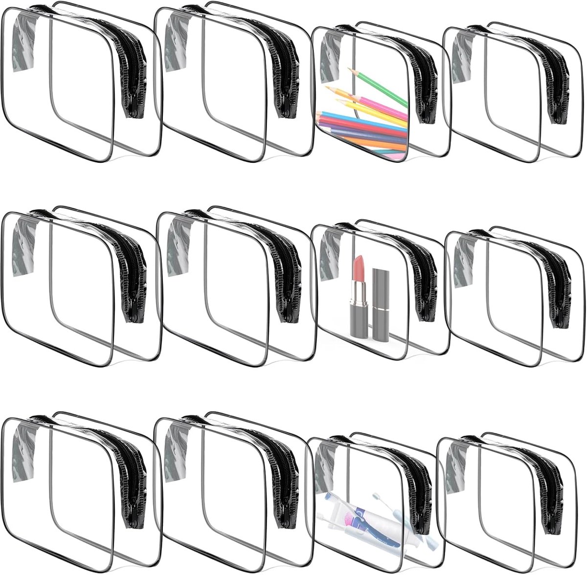 Toilettassen, waterdichte make-uptas, doorzichtig, reis-toilettas, wastassen, pvc make-uptas voor familie, mannen, vrouwen, zwart, transparant