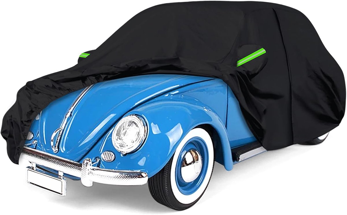 Volledige garage vervanging voor VW Beetle 1960-1980, reflecterende autohoes met ritssluiting en winddichte riem, geschikt voor alle seizoenen