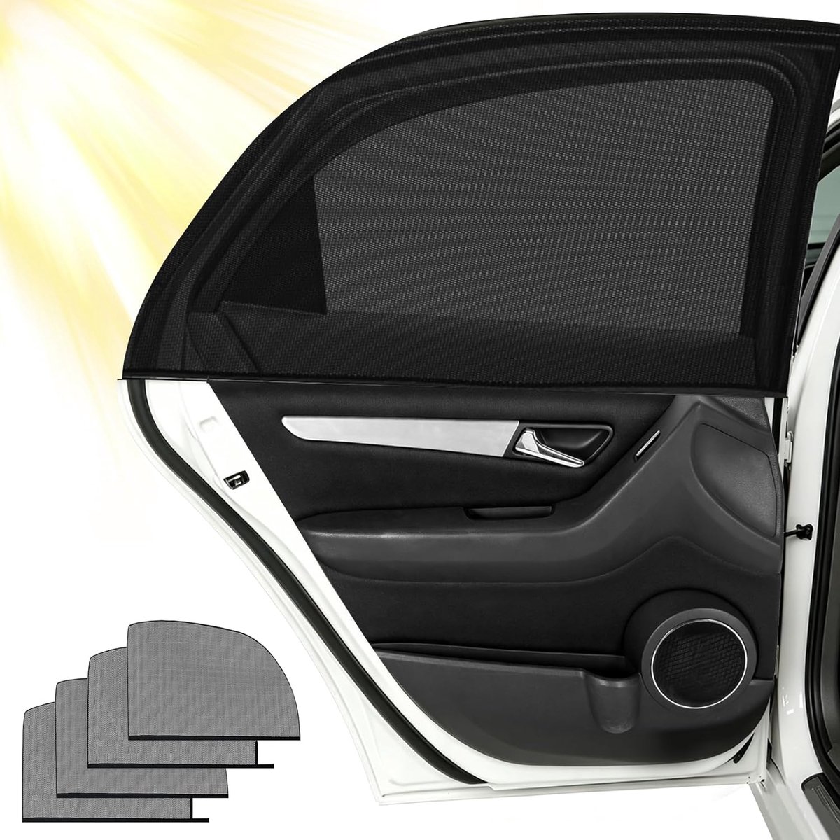4 stuks zonwering voor auto, baby, universeel, zijruiten, uv-bescherming | Zonwering voor autoruiten, vermindert hitte, geschikt voor baby's, volwassenen en huisdieren