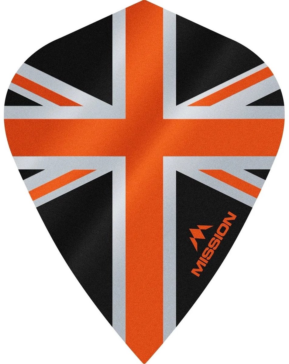 Mission Alliance Union Jack Kite Dart Flights - 100 micron - Zwart/Oranje