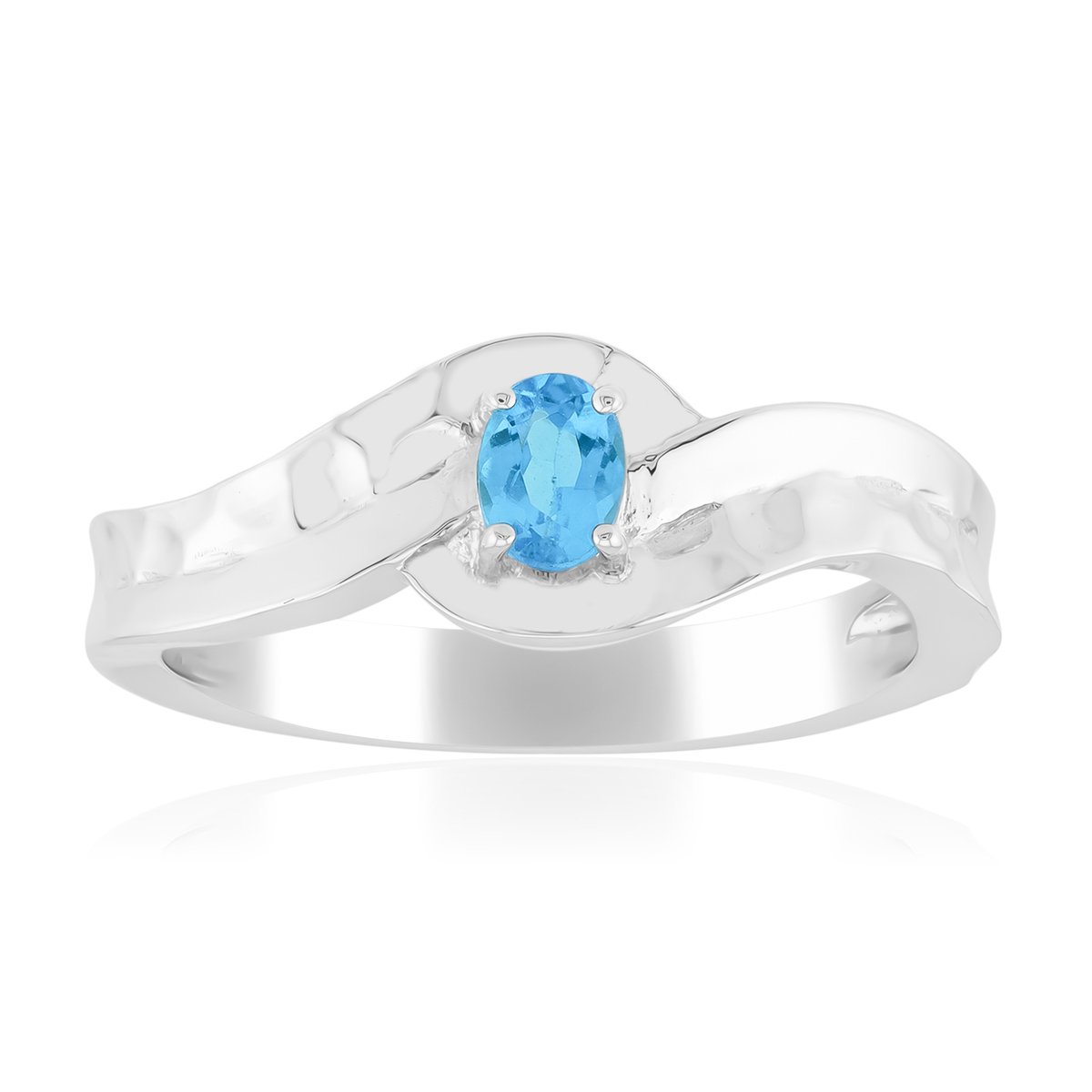 Cavill - Zilveren ring 925 sterling zilver met palladiumlaag - Neonblauwe ovale Goiás apatiet 0,13 ct - Elegante, duurzame edelsteen ring