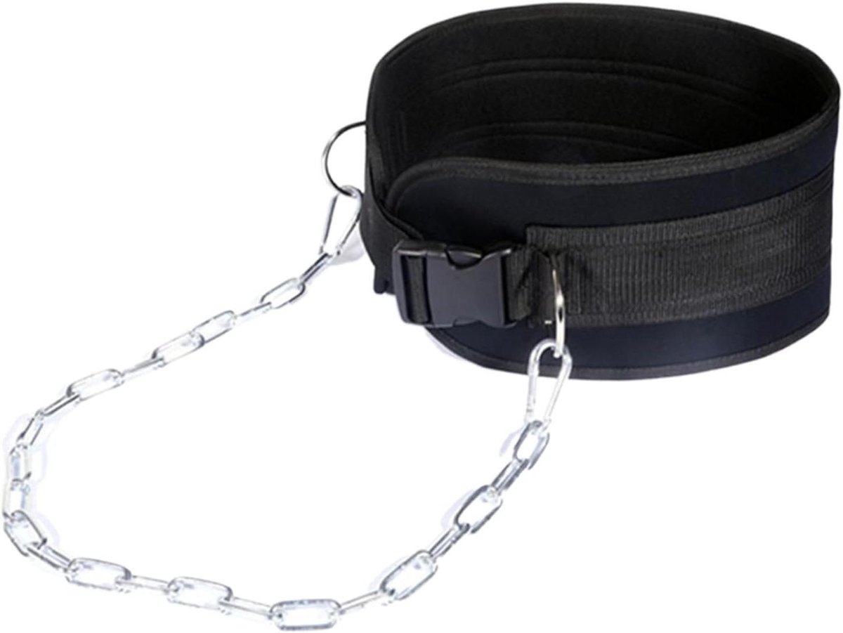 Gewogen Klimtouw - Trainingsgordel - Krachttraining Fitness - Schuifgesp Systeem - 82 cm Ketting - Zwart