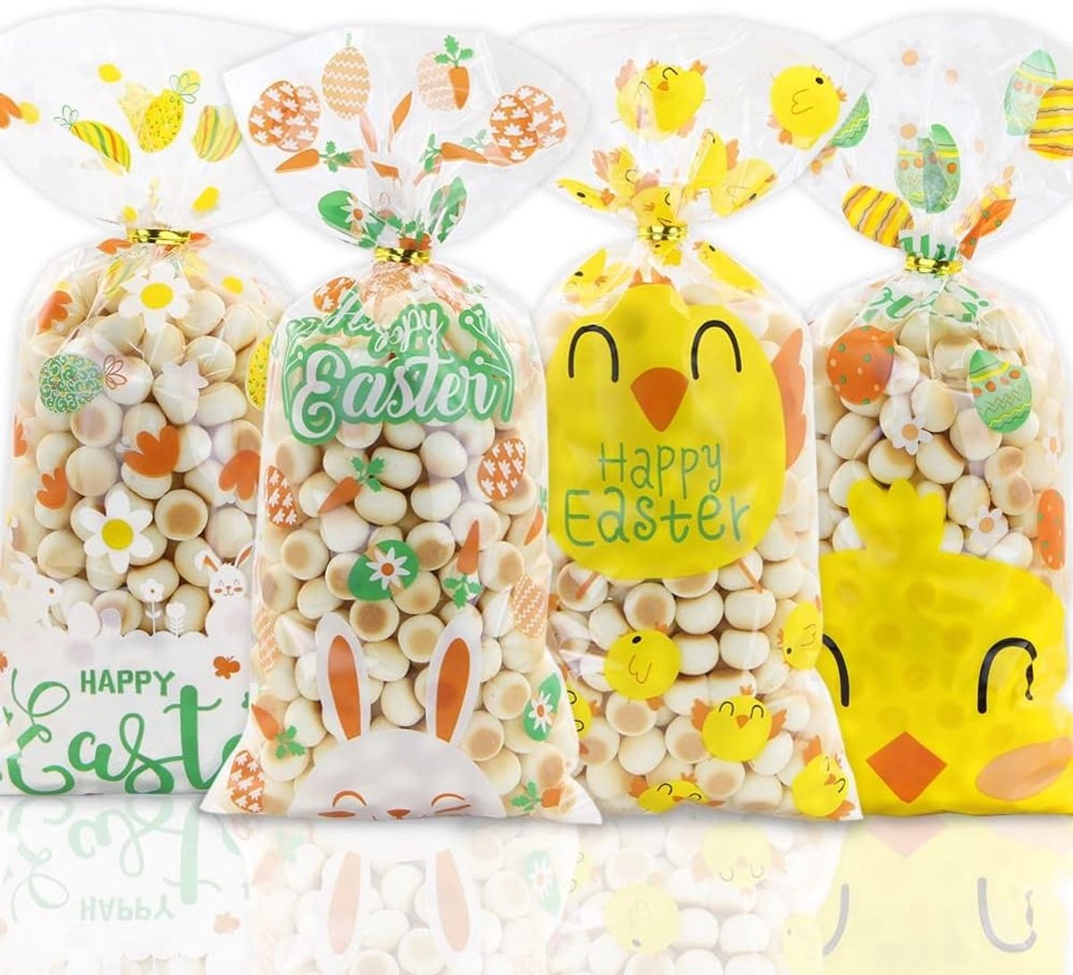 Schattige Pasen Treat Tassen met Bunny, Eieren en Kippen Patroon - 50 Stuks Voor Snoep, Cookies en Chocolade Snacks