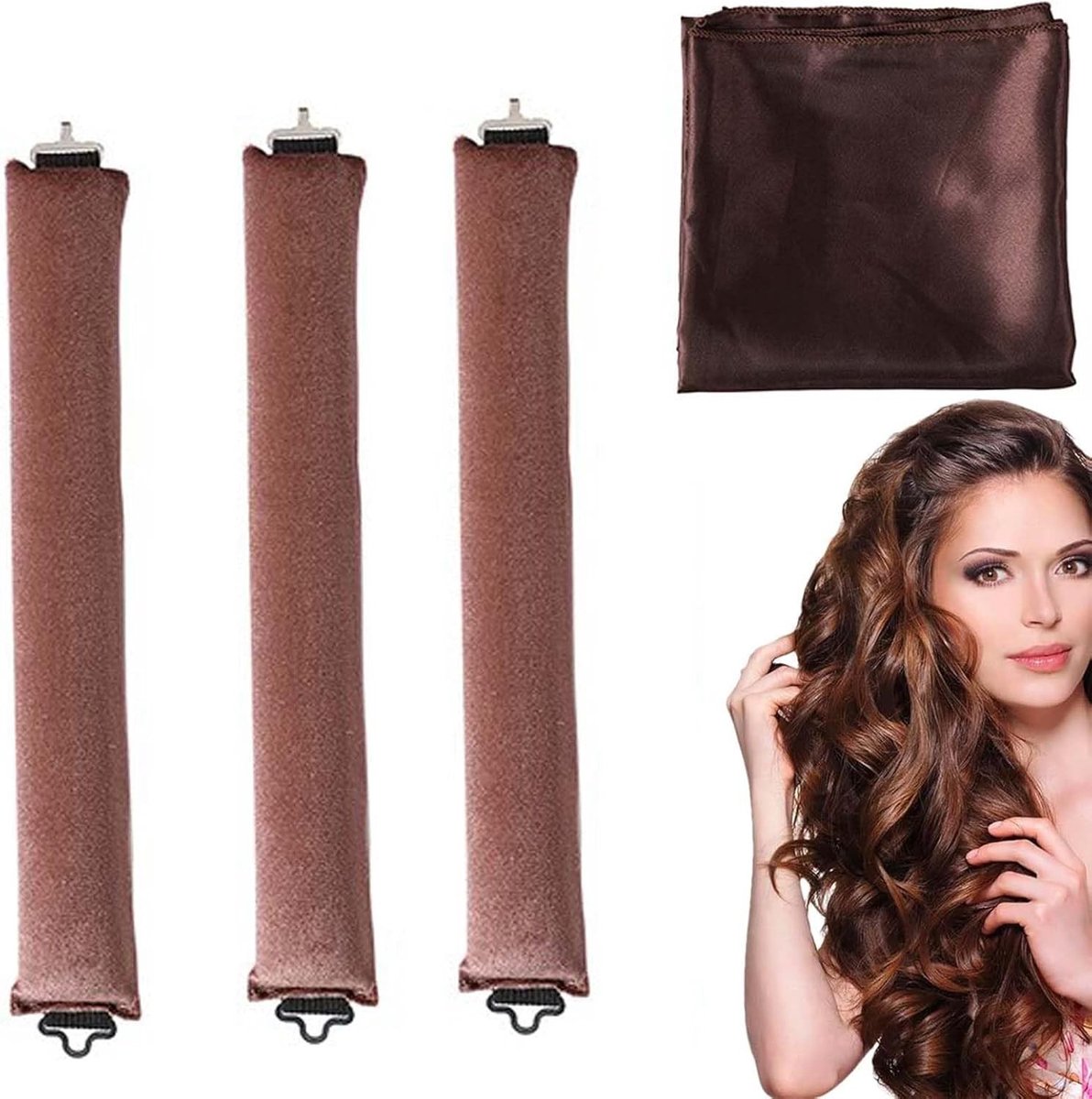 Set van 3 Lange Haarrollers - Zachte Curlers voor Slaap, Duurzaam en Ideaal voor Korte, Gladde Krullen