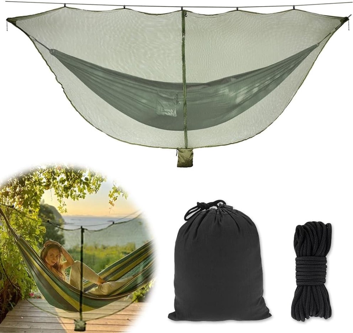 Hammock insectennet voor camping - 360 graden bescherming, lichtgewicht polyester, ideaal voor wandelen en buitenactiviteiten