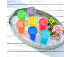 Youngever 7 Packs Drinking Cups with Straws for Kids, 7 Reusable Plastic Drinking Cups with Straw for Kids in 7 - ShopVlot