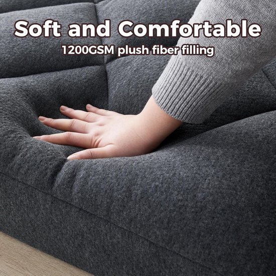 Vloermatras - Opvouwbaar matras - Logeren - Dubbellaags schuim - 190x97x10cm - Donkergrijs — afbeelding 2