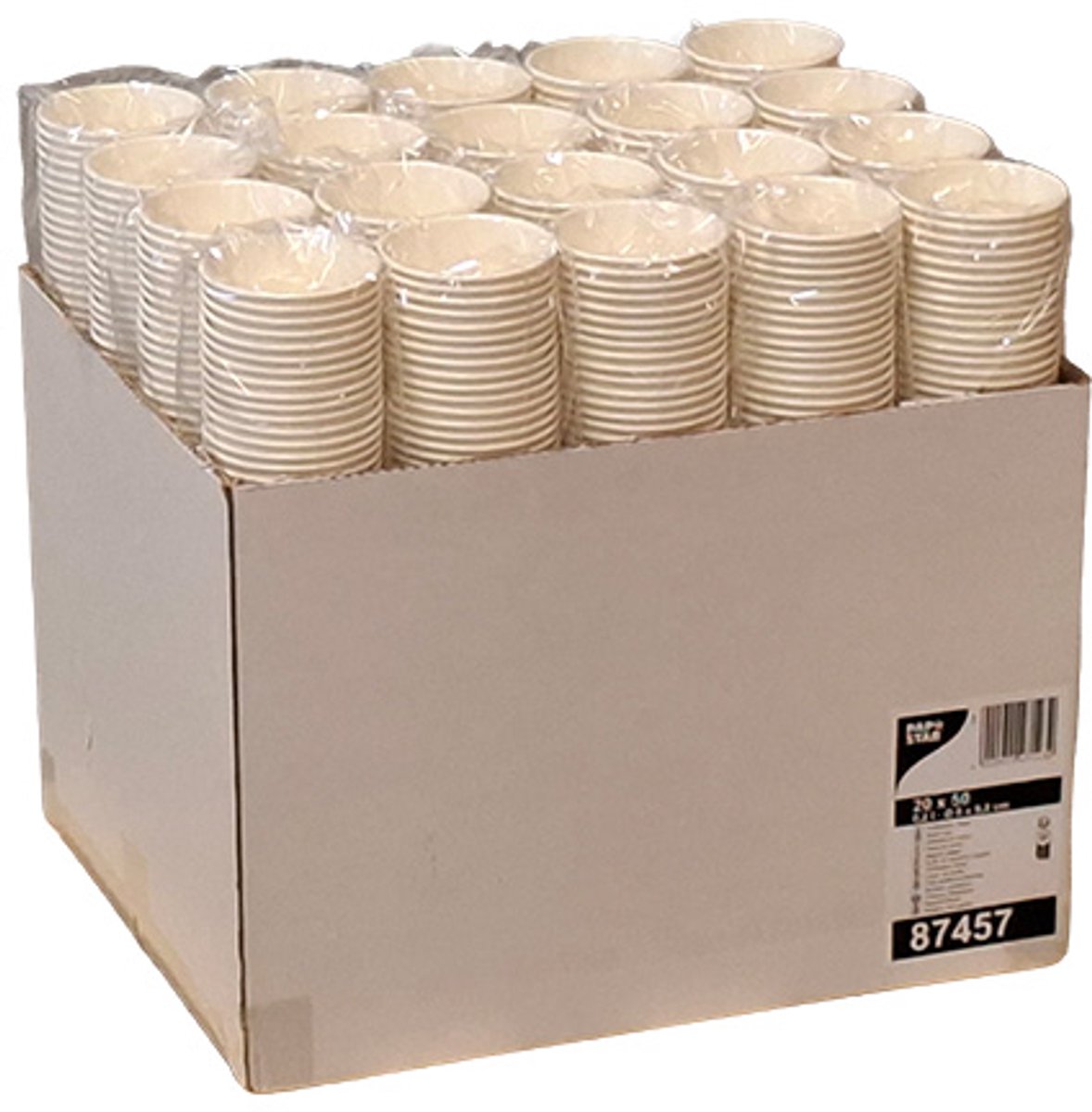 PAPSTAR Drinkbekers, Karton 0,2 l Ø 8 cm · 9,2 cm wit - 1000 Stuks (20x50)