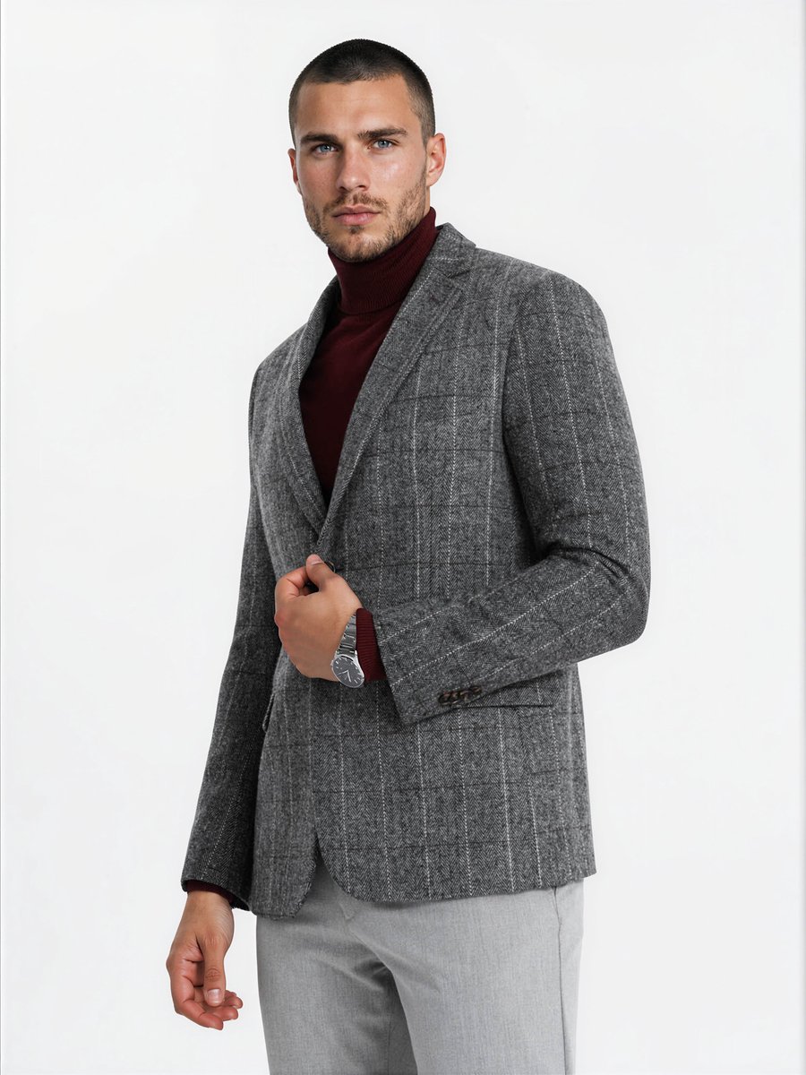 OMBRE Blazer - Regular Fit - Lange Mouw - Knopen Grijs S