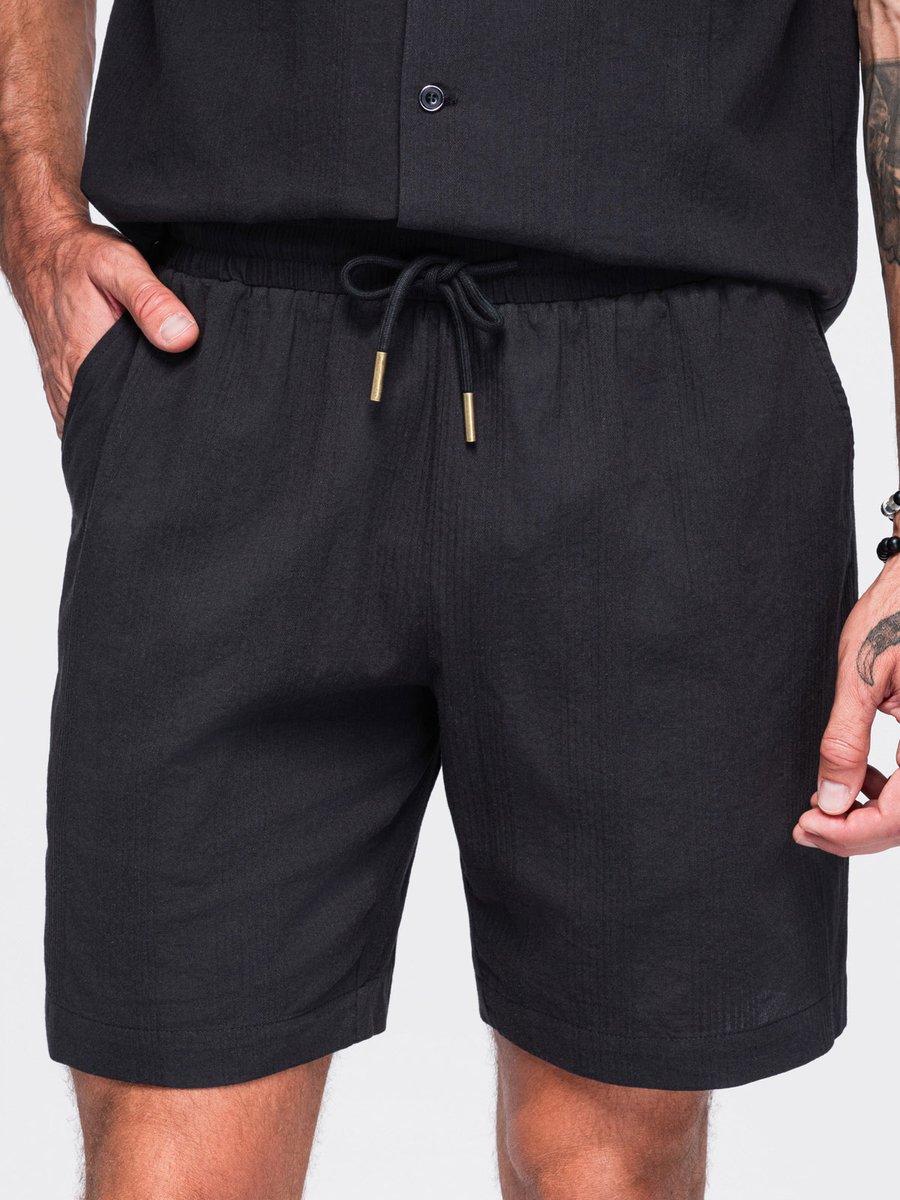 OMBRE Korte broek - Regular Fit - Katoen - Effen Zwart XXL