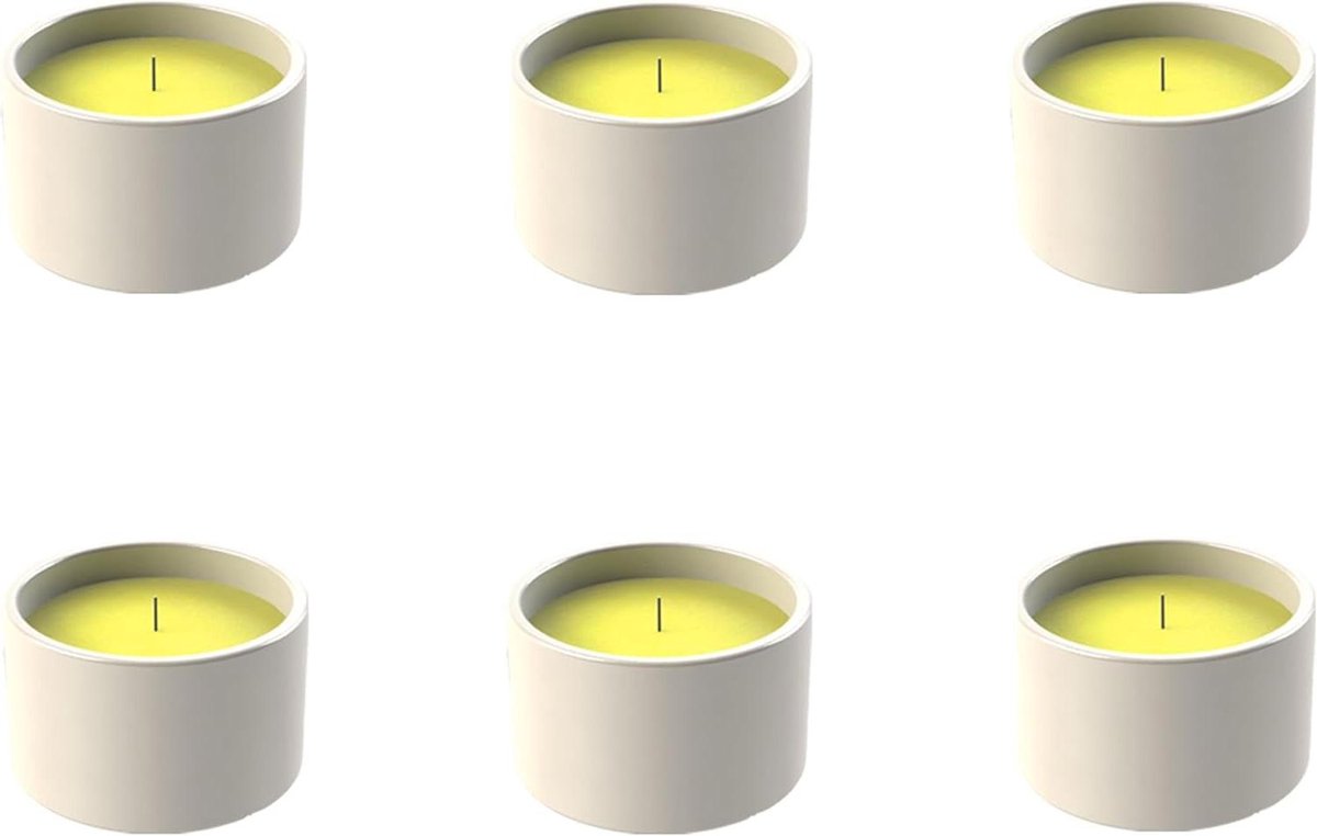 Vlamschalen Citronella - Buitenkaarsen Terracotta - Gezellige Tuinavonden - 15 Uur Brandduur - 6 Stuks - Geel