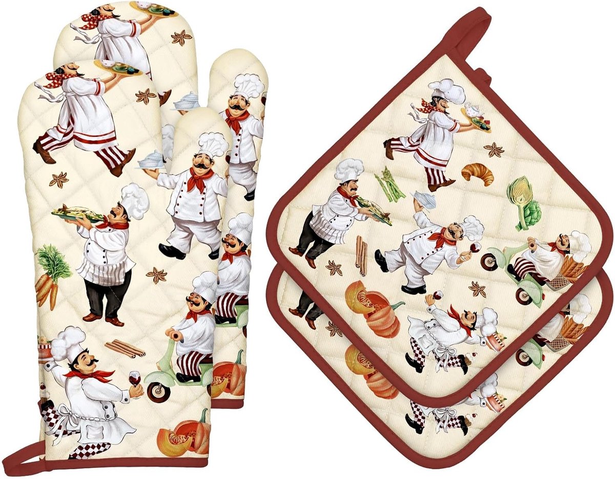 pannenlap, set van 4, 100% katoen, dikker, magnetronhandschoenen, zachte, hittebestendige keukenpanhouders voor braden, bakken (koken)