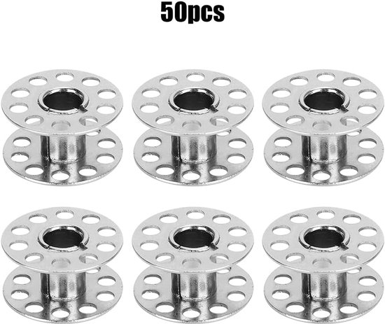 50-pack Roestvrijstalen Naaimachinespoel Kunststof Spoel Metalen Spoel Naaimachine-accessoires voor Huishoudelijke Naaimachine(Roestvrij staal) — afbeelding 4