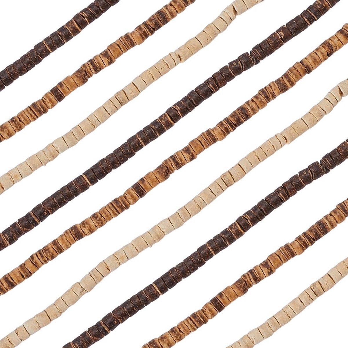 1 Doos 750 Stks 6 Strengen 3 Kleuren Platte Ronde Houten Kralen Kokos Kraal Bulk Wit Bruin Natuurlijk Hout Losse Spacer Mini Kraal Strengen voor Sieraden Maken Armbanden Ketting DIY