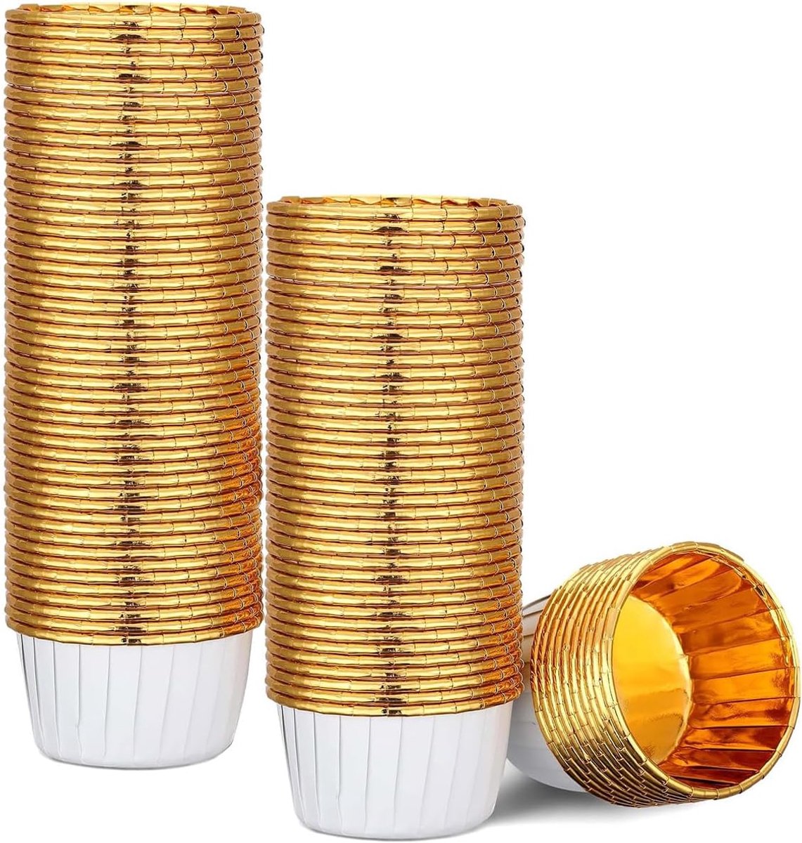 100 stuks cupcake-muffinvormpjes, aluminiumfolie, papier, dubbellaagse bakvormpjes, wegwerp-cupcake-hoezen, bakbekers voor verjaardag, bruiloft, kerstfeest en feestjes