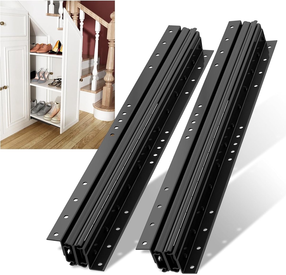 Ladegeleiders onder trap, zware belasting, onderbouwmontage | Onderbouwinstallatie, zware glijders, 700 mm, draagvermogen 99 kg, 1 paar