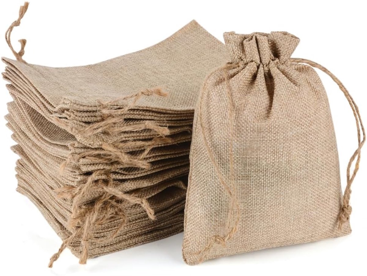 30 stuks jute zakjes, 15 x 20 cm, stoffen zakjes met trekkoord, katoenen zakjes, sieradenzakjes, jute zakjes, cadeauzakjes voor sieraden, bruiloft, feest, Kerstmis, adventskalender