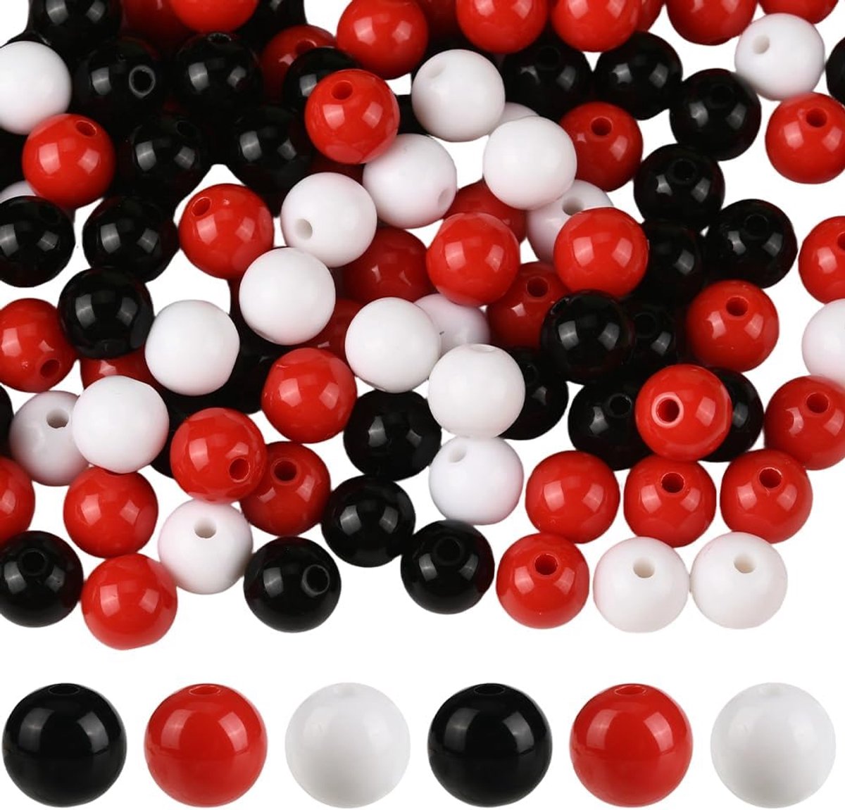 Kralen 10 mm parel acryl kralen kleurrijk rood wit ondoorzichtig kleine ronde bal ambachtelijke gladde losse afstandhouders accessoires voor sieraden maken
