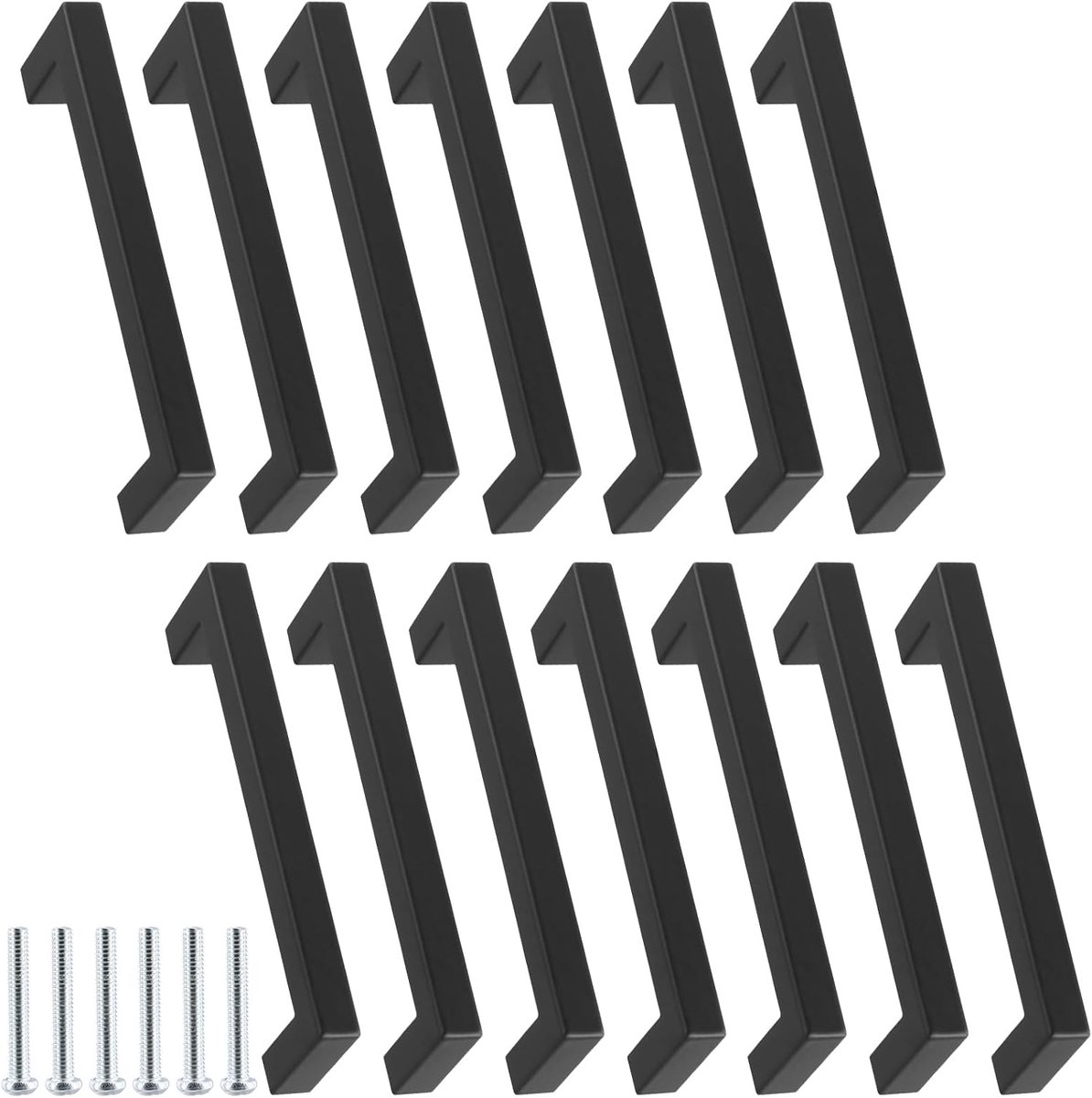 14 stuks meubelgrepen, zwart, 128 mm, zwarte keukengrepen, kastgrepen, roestvrij staal, metalen handgrepen, voor kast, meubels, keuken, 140 x 12 mm