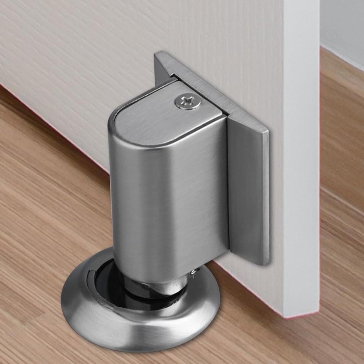 Deurstopper Magnetisch - Deurhouder Vloer - Deuren Open Houden - Dubbel Magnetisch Systeem - 10x10x10 mm - Geborsteld Nikkel