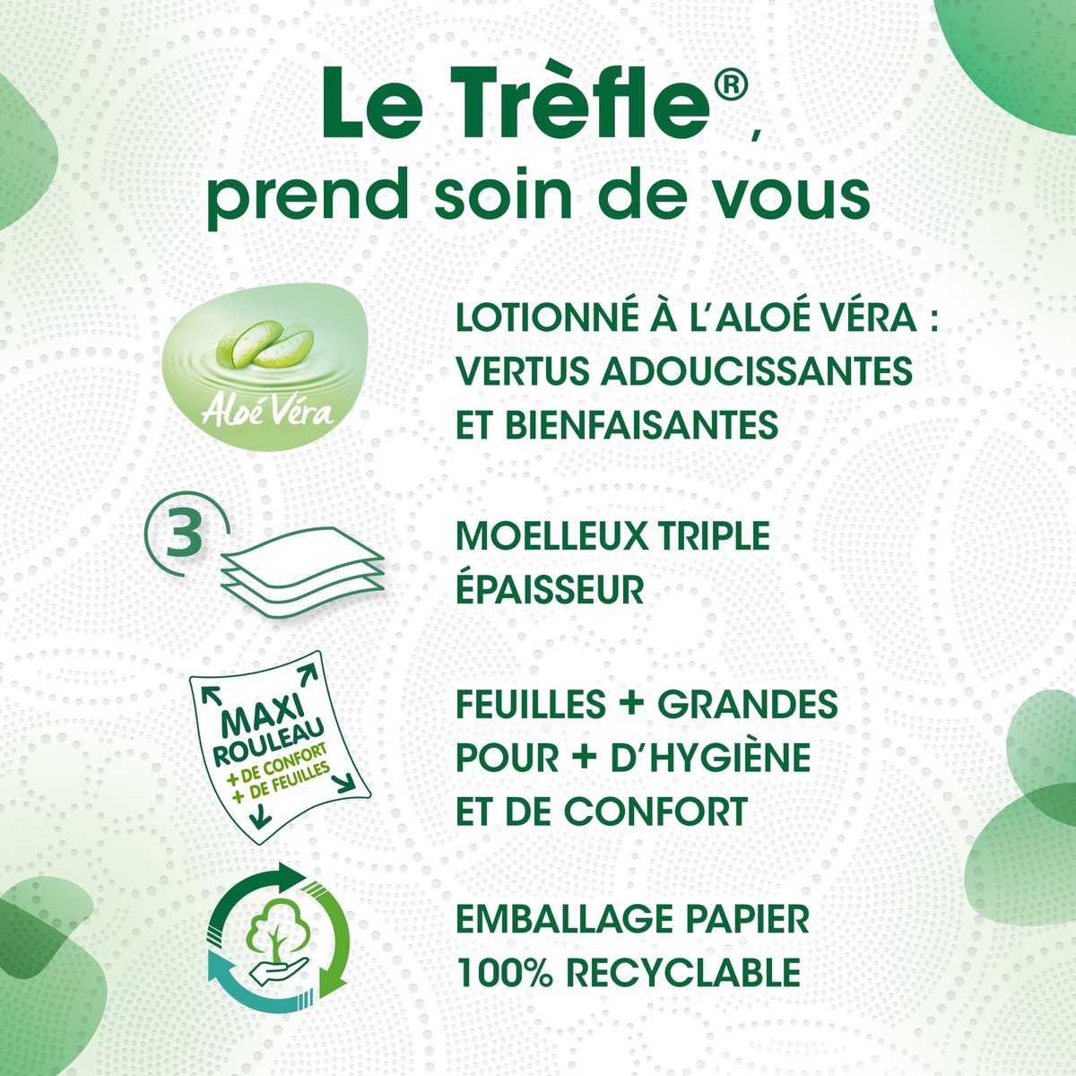 SnelShoppen - Le Trifoglio Aloë Vera - 24 Maxi rolletjes toiletpapier - Zacht triplo spessore met aloë vera - Duurzaam en FSC gecertificeerd - Perfect
