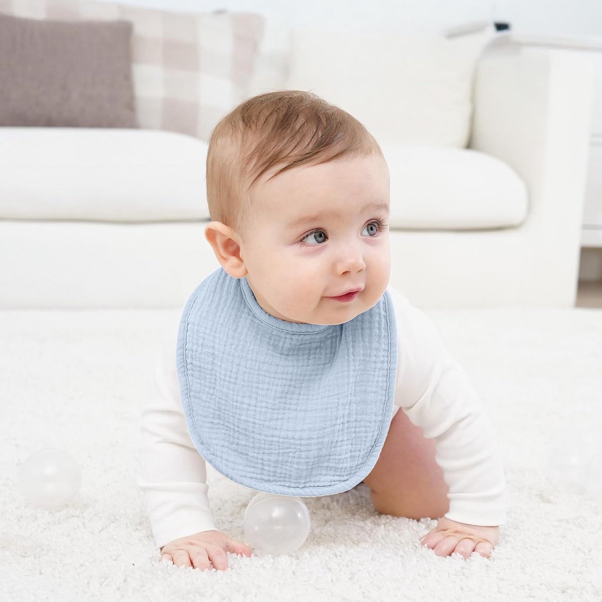 SnelShoppen - Musselin Baby Sabber Slabbetjes 6-Pack Zachte Vierkante Verstelbare Bandana-Slabbetjes Voor Unisex Baby Meisjes en Jongens (Veelkleurig,