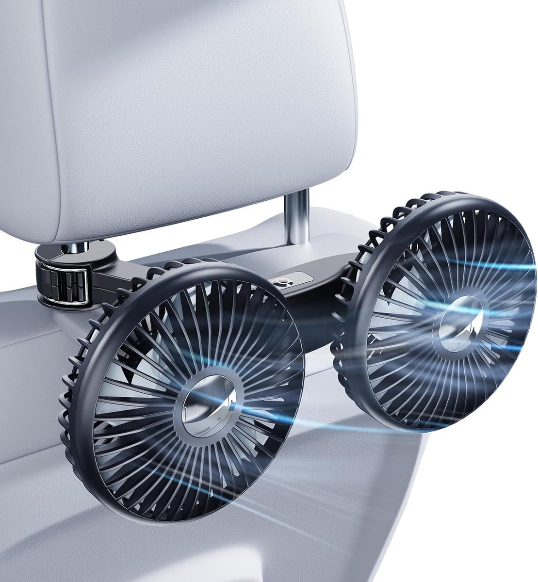 USB-ventilator voor auto, rugleuning stille ventilator【incl. 12V 24V sigarettenaansteker & USB C-oplaadkabel】 360° draaibaar 3 standen kleine autoventilator voor SUV, PKW, LKW, camper Auto