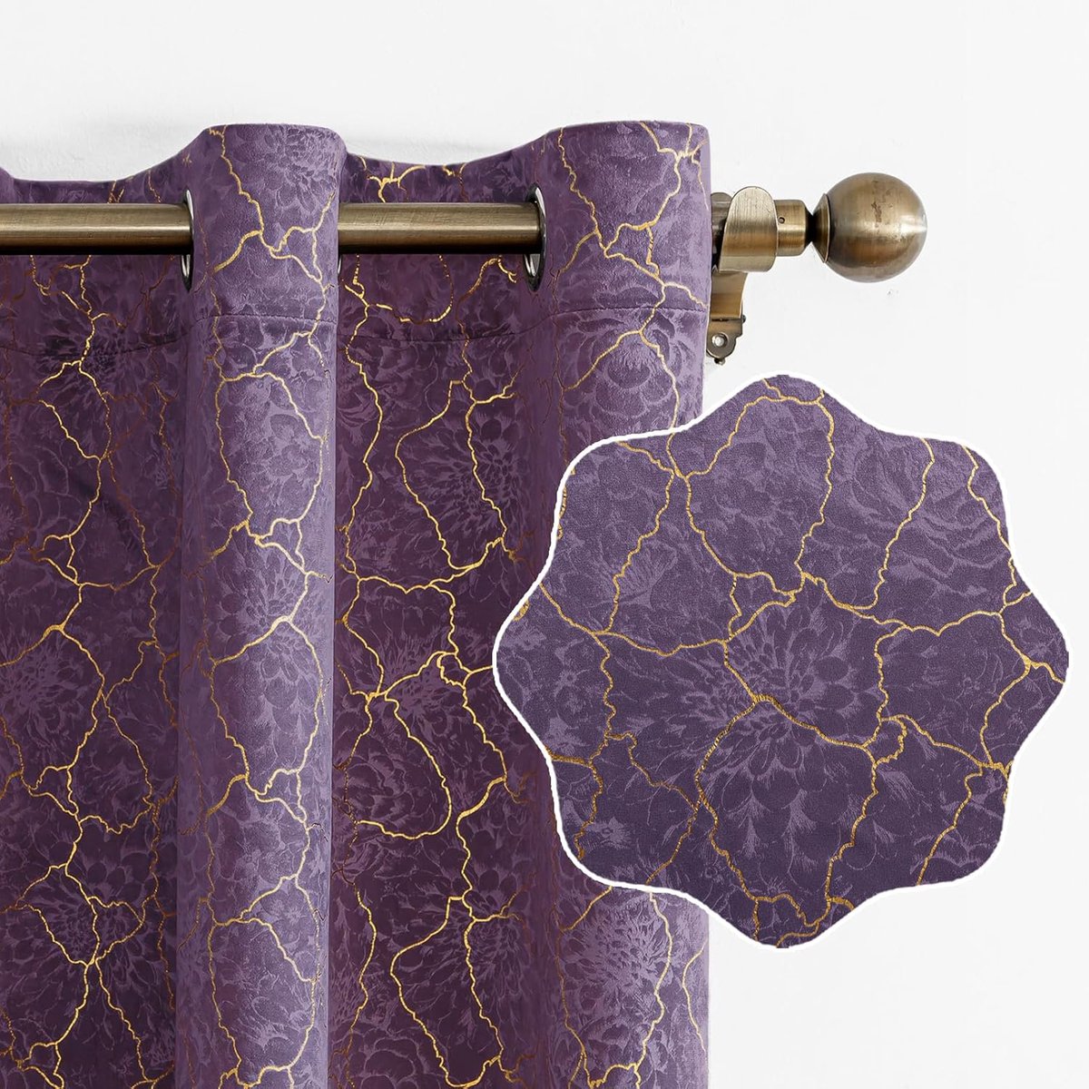 Set Van 2 Thermische Verduisterende Gordijnen, 140x280cm, Fluweel Warmte-Isolerende Gordijnen, Geschikt Voor Woonkamer Slaapkamer, Modern Design Met Oogjes, Lichtpaars