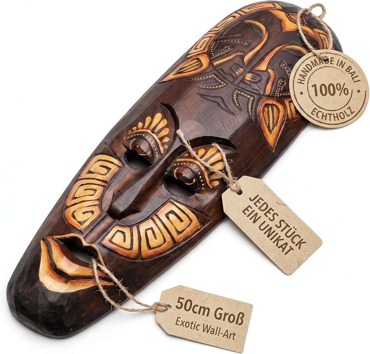 Mooi 50 cm wandmasker Maori Tribal hout dier Afrika Maske46