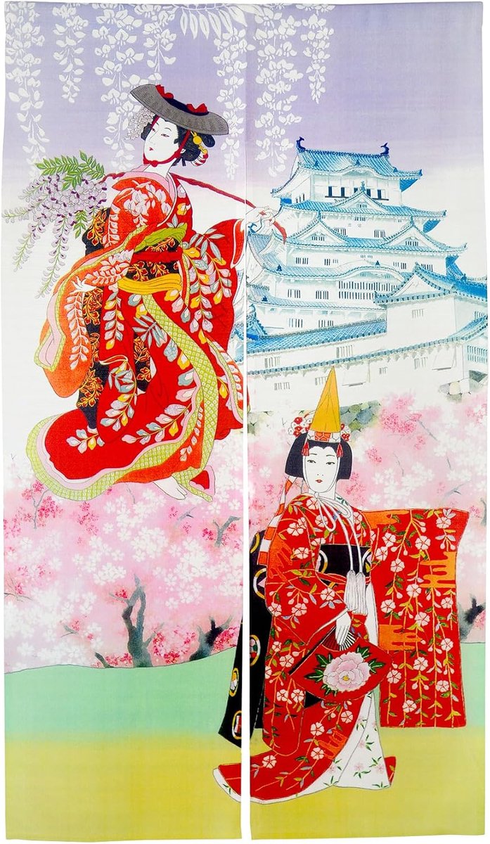 Noren Japanse stijl lange deuropening gordijn Kyoto Geisha meisjes dans met kersenbloesem raambekleding tapijt voor woondecoratie 85 x 149,9 cm