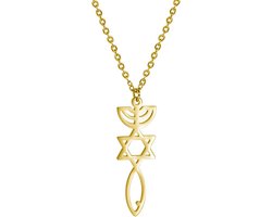 zegel ketting voor vrouwen Davidster Jezusvis Menorah ketting Messiaanse zegel van Jeruzalem hanger Joods religieus amulet Chanoeka sieraden geschenk teken van gebed