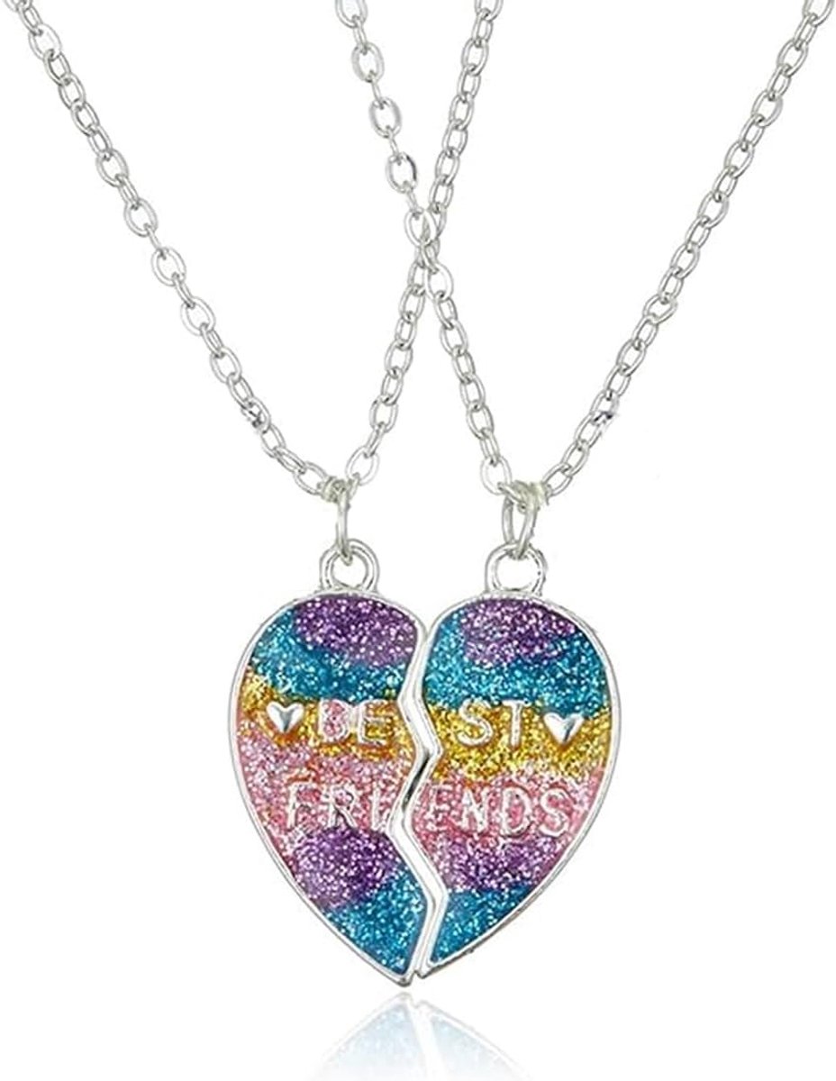 Hart Hanger Ketting, 2 stuks Vriendschapsketting, Hart Cadeau voor BFF, Verjaardagscadeau, Sieraden voor Meisjes