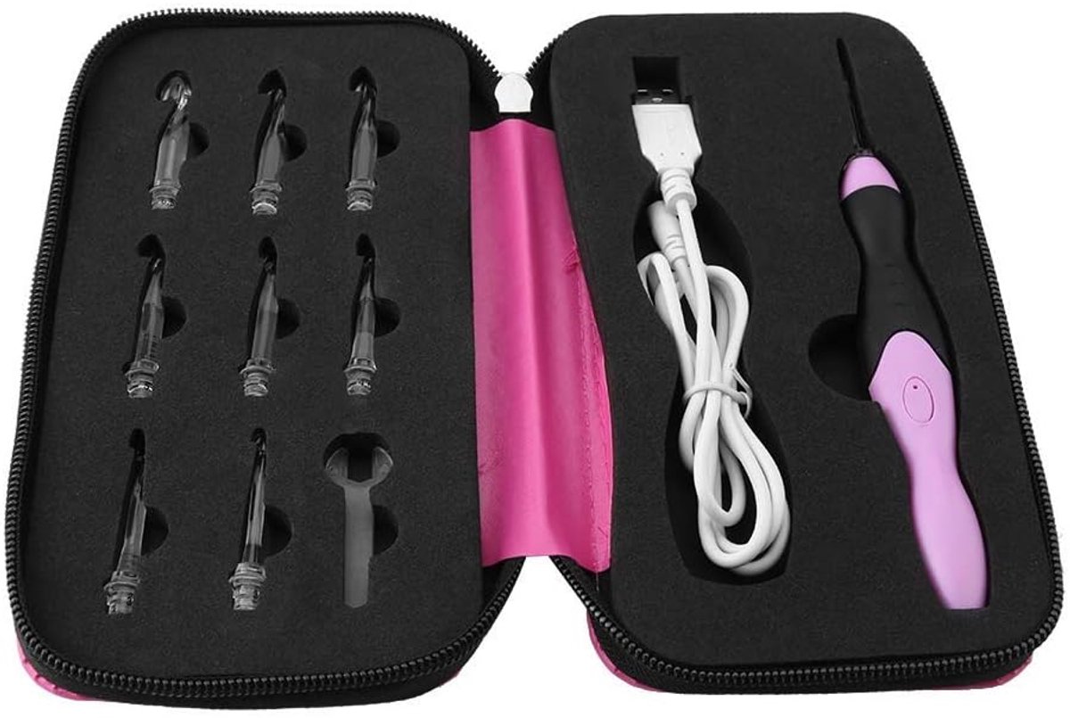 Haaknaalden, Verlichte Haaknaalden Set Met Roze Koffer, Verwisselbare Koppen Lichte Haaknaalden Met Accessoires