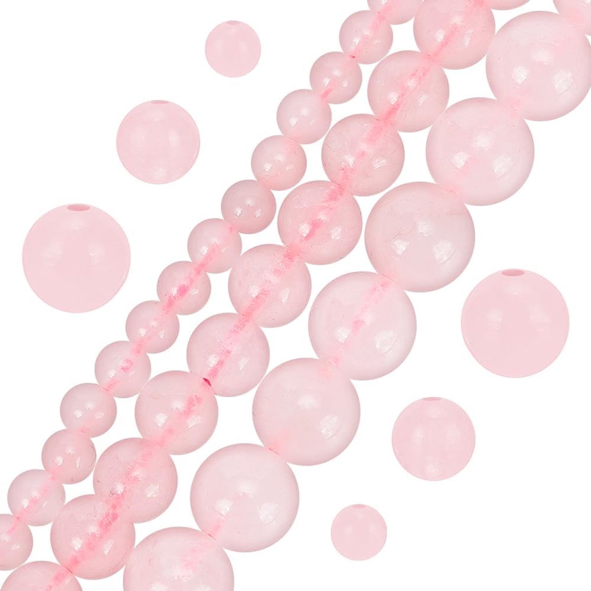 Ongeveer 201 ~ 205 stks Natuurlijke Rozenkwarts Kralen 4mm/6mm/8mm Natuurlijke Indiase Agaat Kralen Natuurlijke Gladde Spacer Kralen Energie Steen Kralen voor Armband Ketting Sieraden Maken -