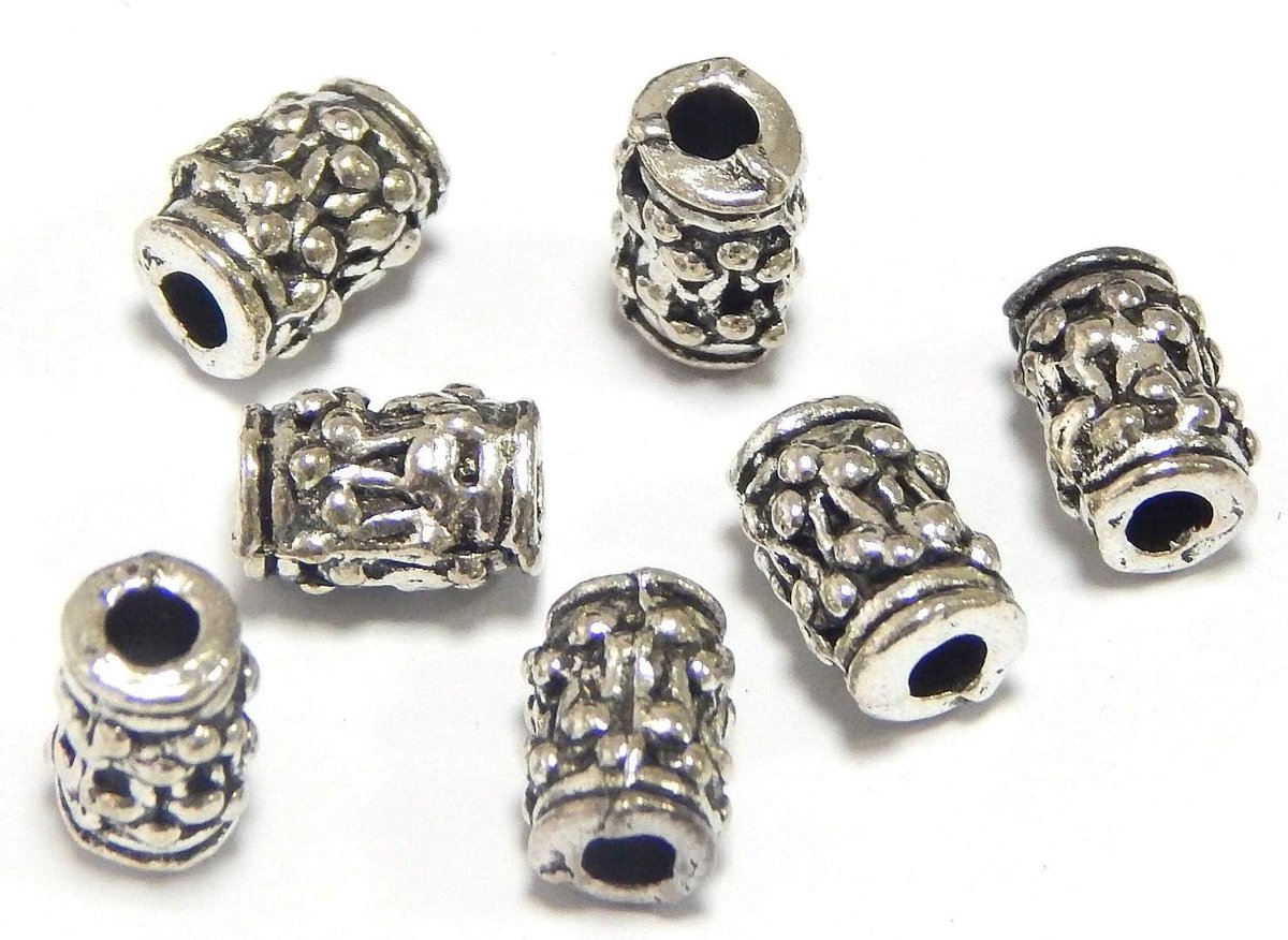Kralen zilveren spacer metalen kralen 8 mm 40 stuks tube/buis tussenkralen voor het knutselen sieraden ketting armband sieraden onderdelen